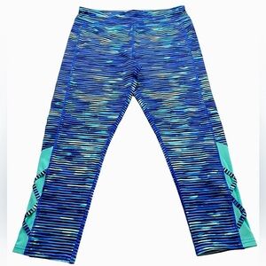 C9 Champion Leggings Girl’s XL Capri Active Black Blue Stripe